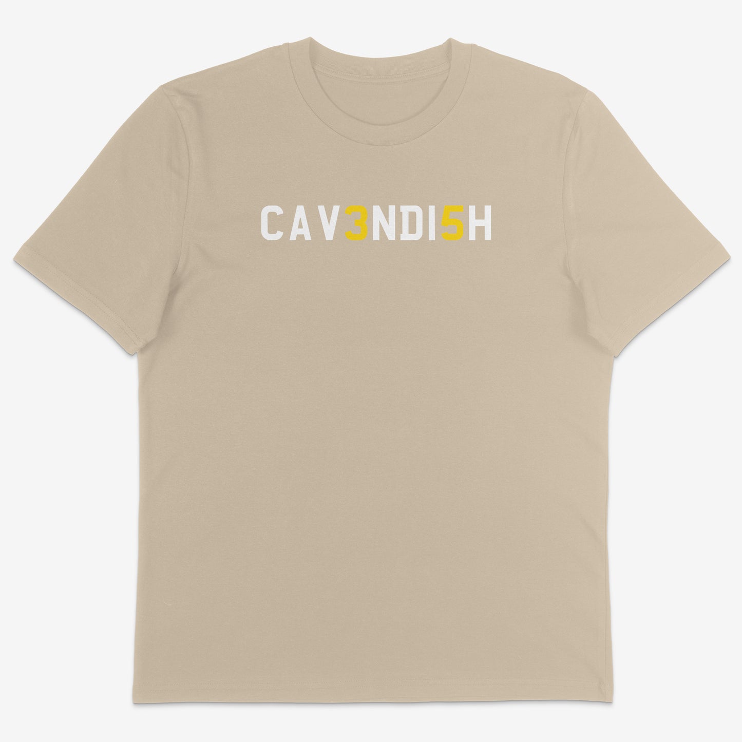 Cavendish 35 Organic Tee white text