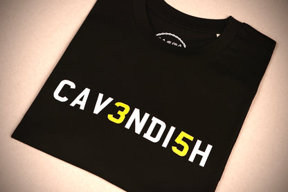 Cavendish 35 Organic Tee white text
