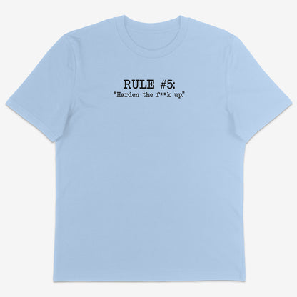 Rule#5 Organic Tee black text